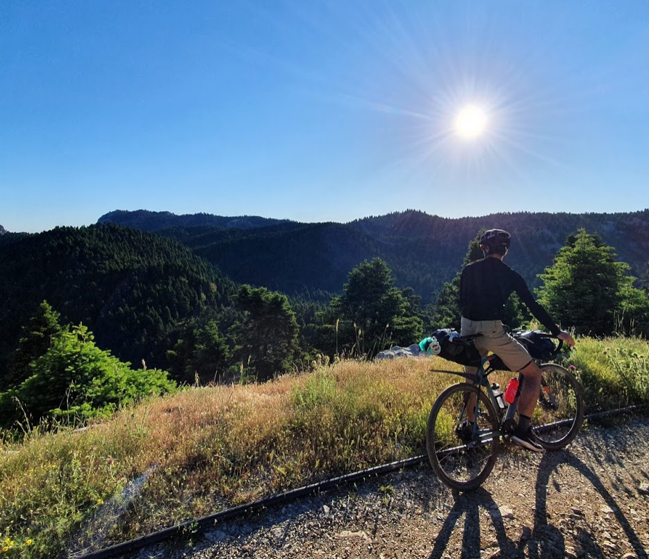 Cyclist overlooking the landscape 